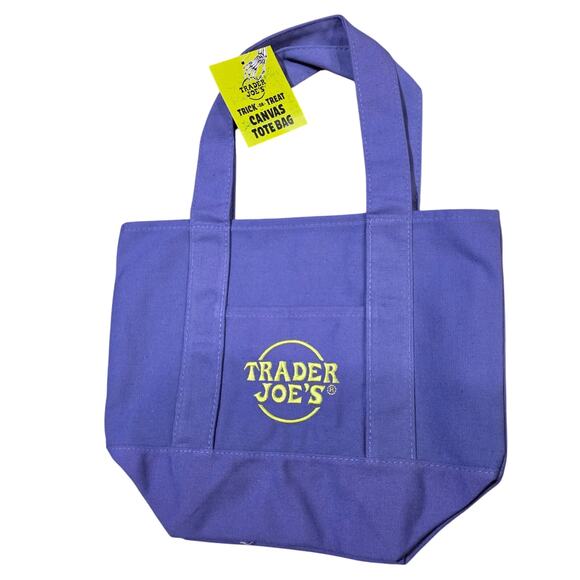 Trader Joe's Halloween Canvas Mini Tote Bag Purple Limited Edition New - Picture 1 of 2